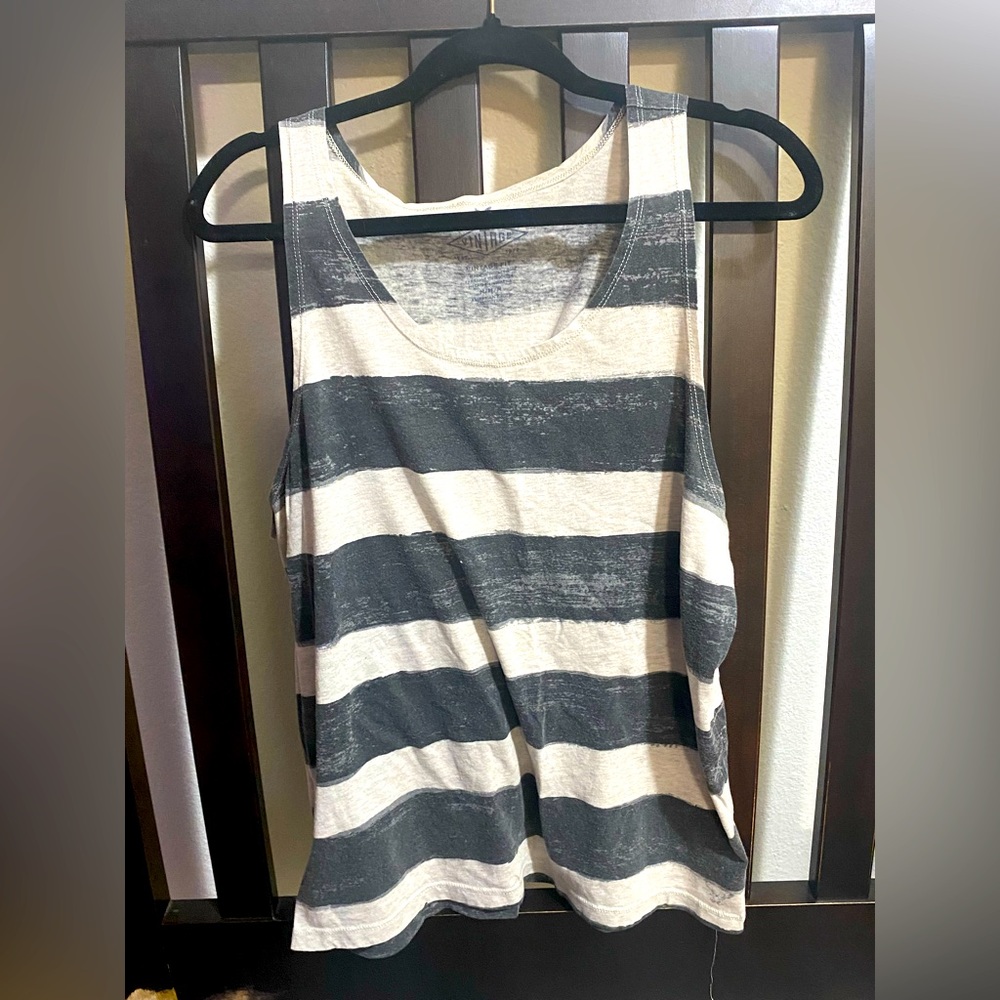 Gray and white stripped tank top